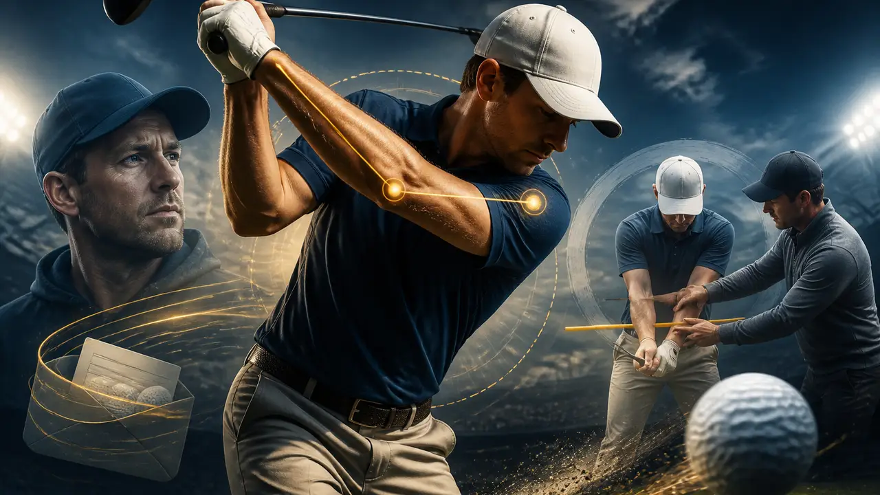 Golf IQ’s straight-arm question puts the other elbow in focus cover