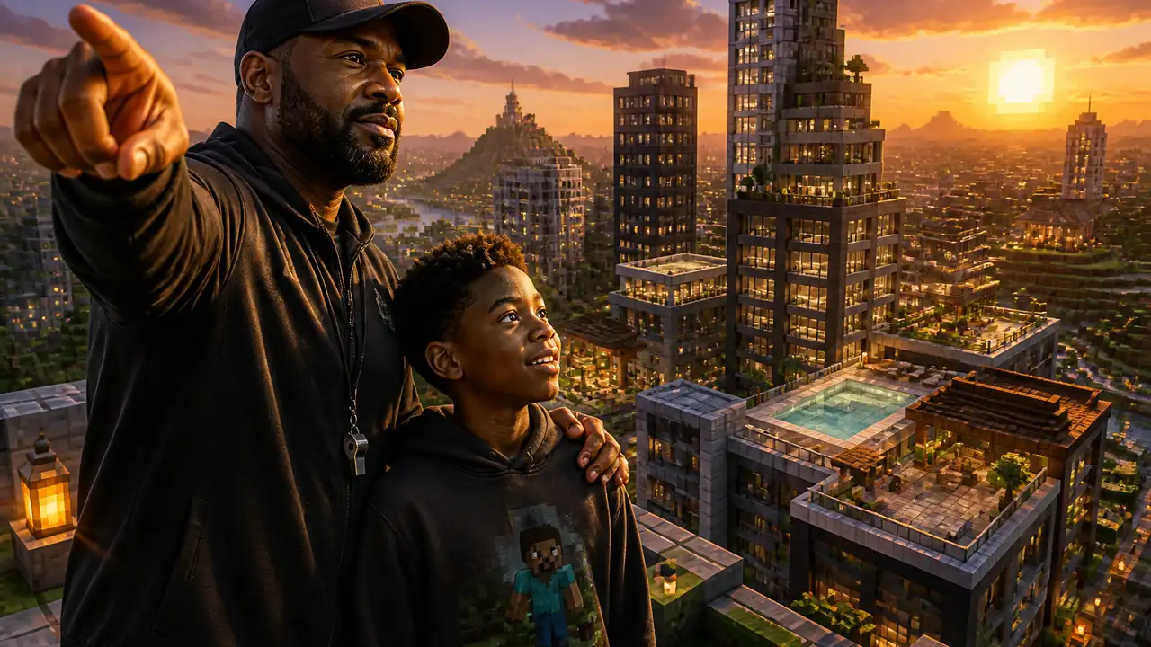 Mike Tomlin opens his 12-year Minecraft city with a rooftop tour cover