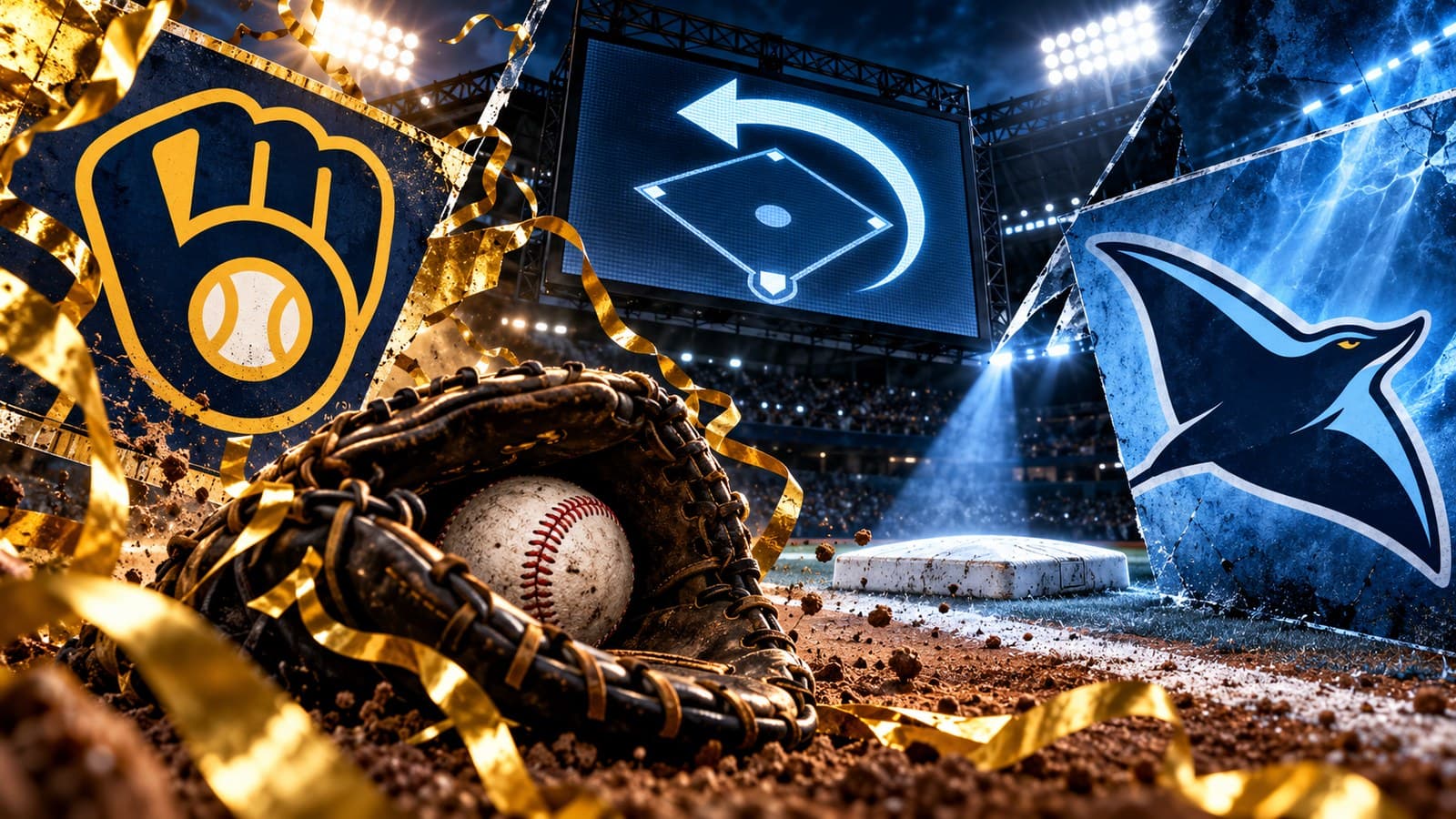 Replay review takes away the Brewers' first Game 1 celebration before Megill finishes the Rays cover